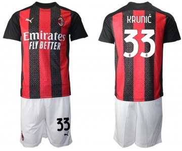 Men 2020-2021 club AC milan home 33 red Soccer Jerseys