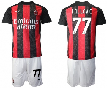 Men 2020-2021 club AC milan home 77 red Soccer Jerseys