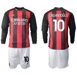 Men 2020-2021 club AC milan home long sleeve 10 red Soccer Jerseys