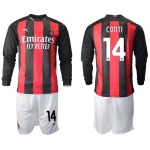 Men 2020-2021 club AC milan home long sleeve 14 red Soccer Jerseys