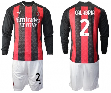 Men 2020-2021 club AC milan home long sleeve 2 red Soccer Jerseys