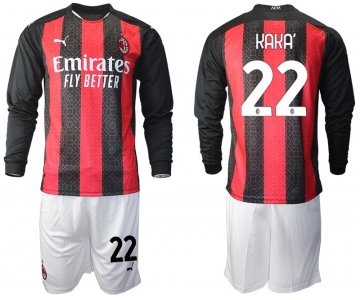 Men 2020-2021 club AC milan home long sleeve 22 red Soccer Jerseys