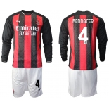 Men 2020-2021 club AC milan home long sleeve 4 red Soccer Jerseys