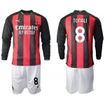 Men 2020-2021 club AC milan home long sleeve 8 red Soccer Jerseys