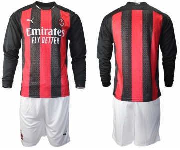 Men 2020-2021 club AC milan home long sleeve red Soccer Jerseys