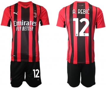 Men 2021-2022 Club AC Milan home red 12 Soccer Jersey