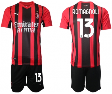 Men 2021-2022 Club AC Milan home red 13 Soccer Jersey