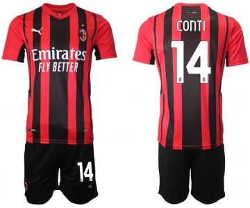 Men 2021-2022 Club AC Milan home red 14 Soccer Jersey