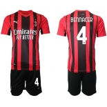 Men 2021-2022 Club AC Milan home red 4 Soccer Jersey