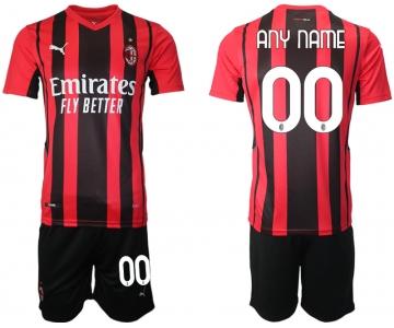 Men 2021-2022 Club AC Milan home red customized Soccer Jersey
