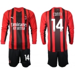 Men 2021-2022 Club Ac Milan home red Long Sleeve 14 Soccer Jersey