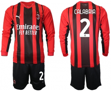 Men 2021-2022 Club Ac Milan home red Long Sleeve 2 Soccer Jersey