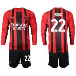 Men 2021-2022 Club Ac Milan home red Long Sleeve 22 Soccer Jersey