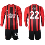 Men 2021-2022 Club Ac Milan home red Long Sleeve 22 Soccer Jersey