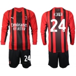 Men 2021-2022 Club Ac Milan home red Long Sleeve 24 Soccer Jersey