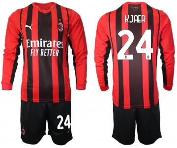 Men 2021-2022 Club Ac Milan home red Long Sleeve 24 Soccer Jersey