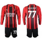 Men 2021-2022 Club Ac Milan home red Long Sleeve 77 Soccer Jersey