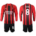 Men 2021-2022 Club Ac Milan home red Long Sleeve 8 Soccer Jersey