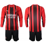 Men 2021-2022 Club Ac Milan home red Long Sleeve blank Soccer Jersey