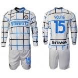 Men 2020-2021 club Inter milan away long sleeve 15 white Soccer Jerseys