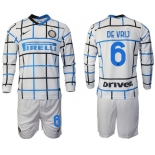 Men 2020-2021 club Inter milan away long sleeve 6 white Soccer Jerseys