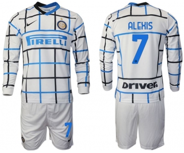 Men 2020-2021 club Inter milan away long sleeve 7 white Soccer Jerseys