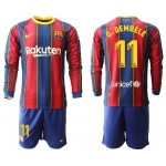 Men 2020-2021 club Barcelona home long sleeve 11 red Soccer Jerseys