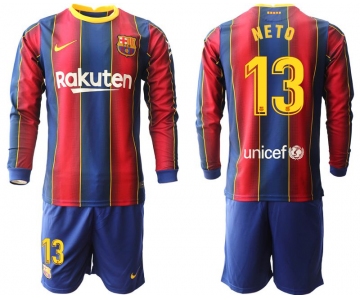 Men 2020-2021 club Barcelona home long sleeve 13 red Soccer Jerseys