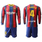 Men 2020-2021 club Barcelona home long sleeve 4 red Soccer Jerseys