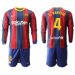 Men 2020-2021 club Barcelona home long sleeve 4 red Soccer Jerseys