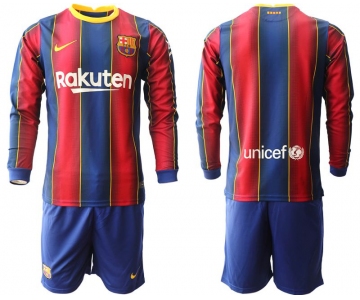 Men 2020-2021 club Barcelona home long sleeve red Soccer Jerseys