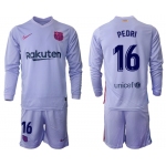 Men 2021-2022 Club Barcelona Second away purple Long Sleeve 16 Soccer Jersey