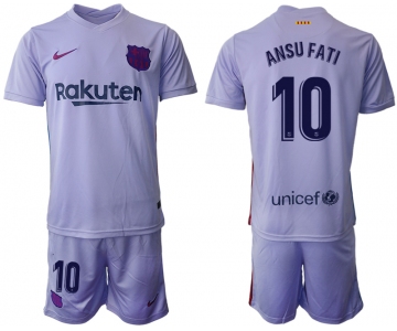 Men 2021-2022 Club Barcelona away purple 10 Soccer Jersey