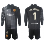 Men 2021-2022 Club Barcelona black goalkeeper Long Sleeve 1 Soccer Jersey