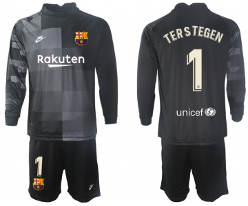 Men 2021-2022 Club Barcelona black goalkeeper Long Sleeve 1 Soccer Jersey