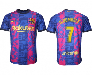 Men 2021-2022 Club Barcelona blue training suit aaa version 7 Soccer Jersey