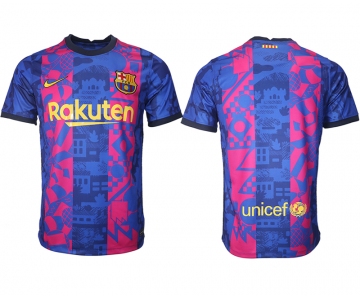Men 2021-2022 Club Barcelona blue training suit aaa version blank Soccer Jersey