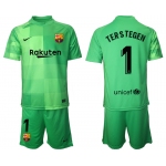 Men 2021-2022 Club Barcelona green goalkeeper 1 Soccer Jersey