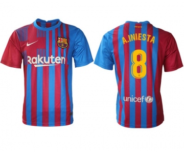 Men 2021-2022 Club Barcelona home aaa version red 8 Nike Soccer Jersey