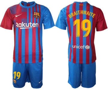 Men 2021-2022 Club Barcelona home blue 19 Nike Soccer Jersey