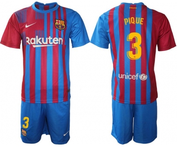 Men 2021-2022 Club Barcelona home blue 3 Nike Soccer Jersey