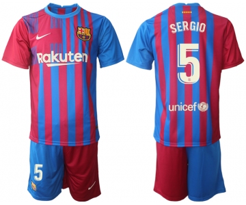 Men 2021-2022 Club Barcelona home red 5 Nike Soccer Jerseys