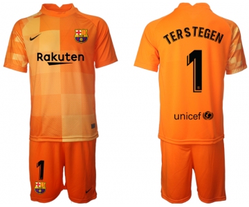 Men 2021-2022 Club Barcelona orange red goalkeeper 1 Soccer Jersey