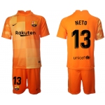 Men 2021-2022 Club Barcelona orange red goalkeeper 13 Soccer Jersey