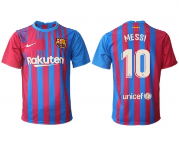 Men's 2021-2022 Club Barcelona home aaa version red 10 Nike Soccer Jerseys