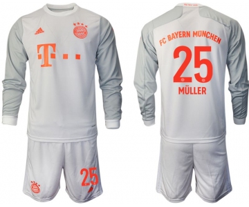 Men 2020-2021 club Bayern Munich away long sleeves 25 white Soccer Jerseys