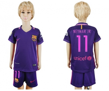 2016-17 Barcelona #11 NEYMAR JR Away Soccer Youth Purple Shirt Kit