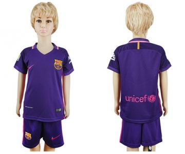 2016-17 Barcelona Blank or Custom Away Soccer Youth Purple Shirt Kit