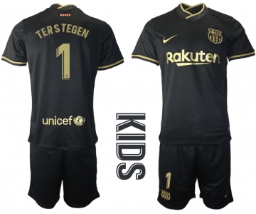 Youth 2020-2021 club Barcelona away 1 black Soccer Jerseys