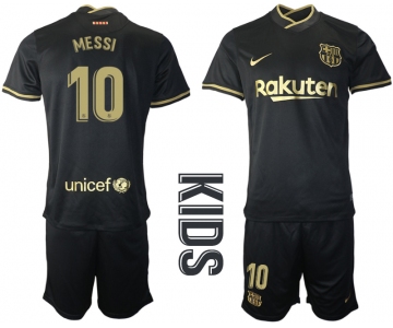 Youth 2020-2021 club Barcelona away 10 black Soccer Jerseys